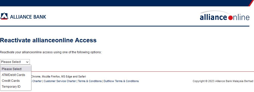 Reactivate allianceonline Access