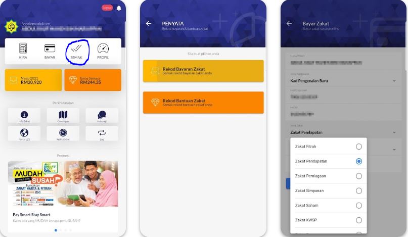 Semak Bantuan Zakat Selangor Online