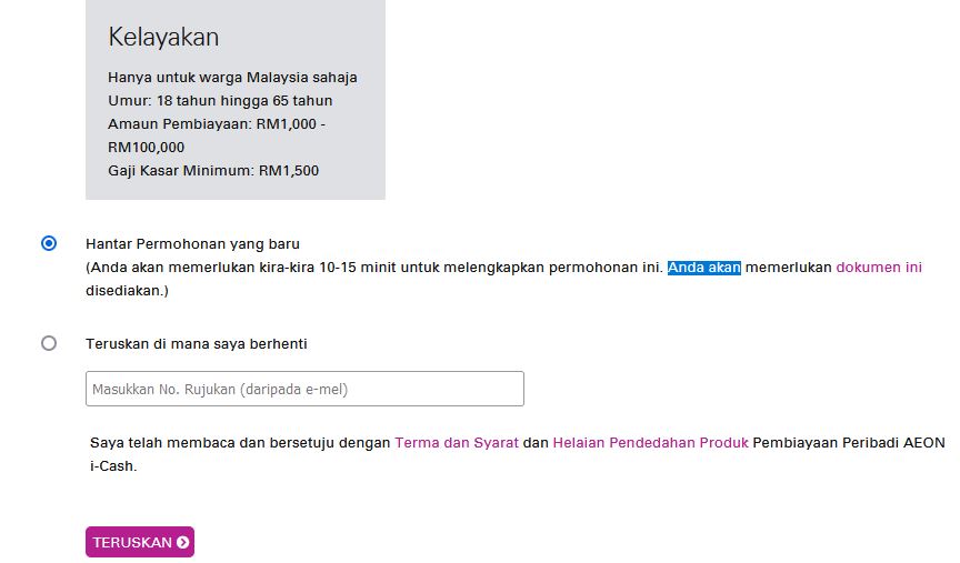 Cara Mohon Pinjaman Peribadi AEON Credit Online