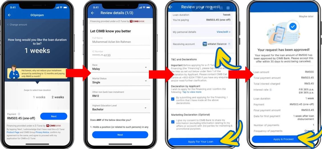 Pinjaman Wang GOpinjam TNG e-Wallet