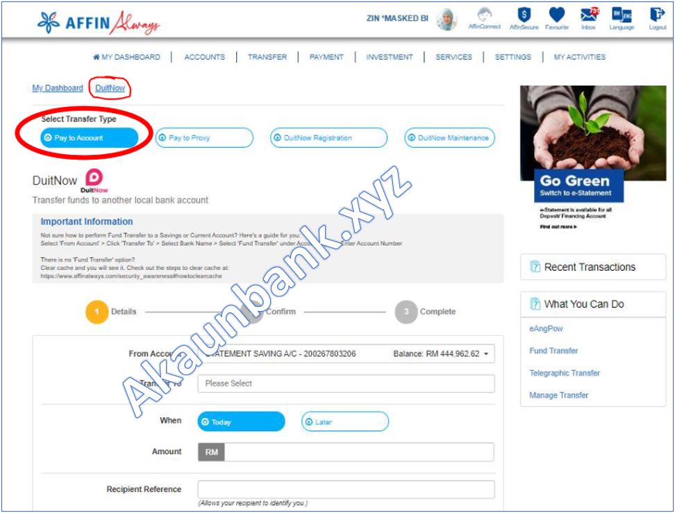Cara Transfer Guna DuitNow