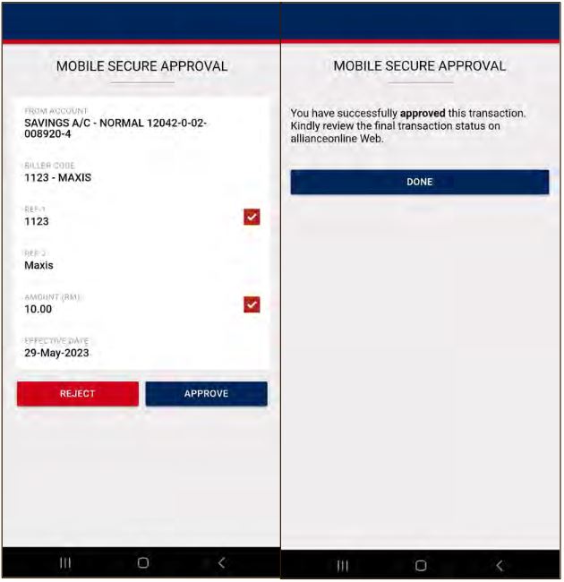 Pengesahan Transaksi MSA Allianceonline