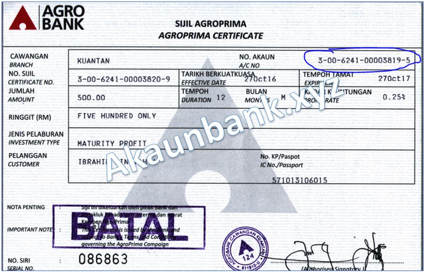 Contoh Nombor Akaun Agrobank